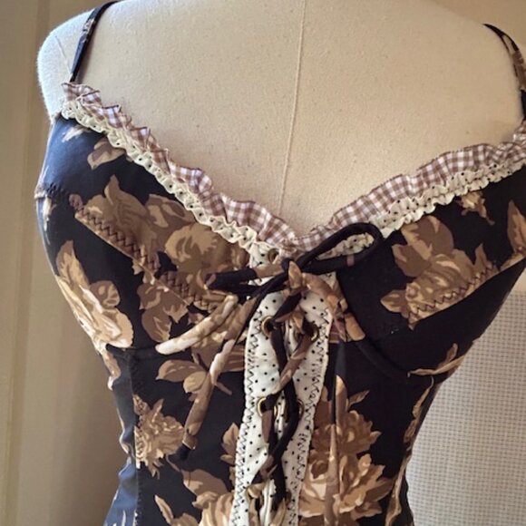 Vintage Betsey Johnson Bustier Corset Swim Top - Picture 2 of 13